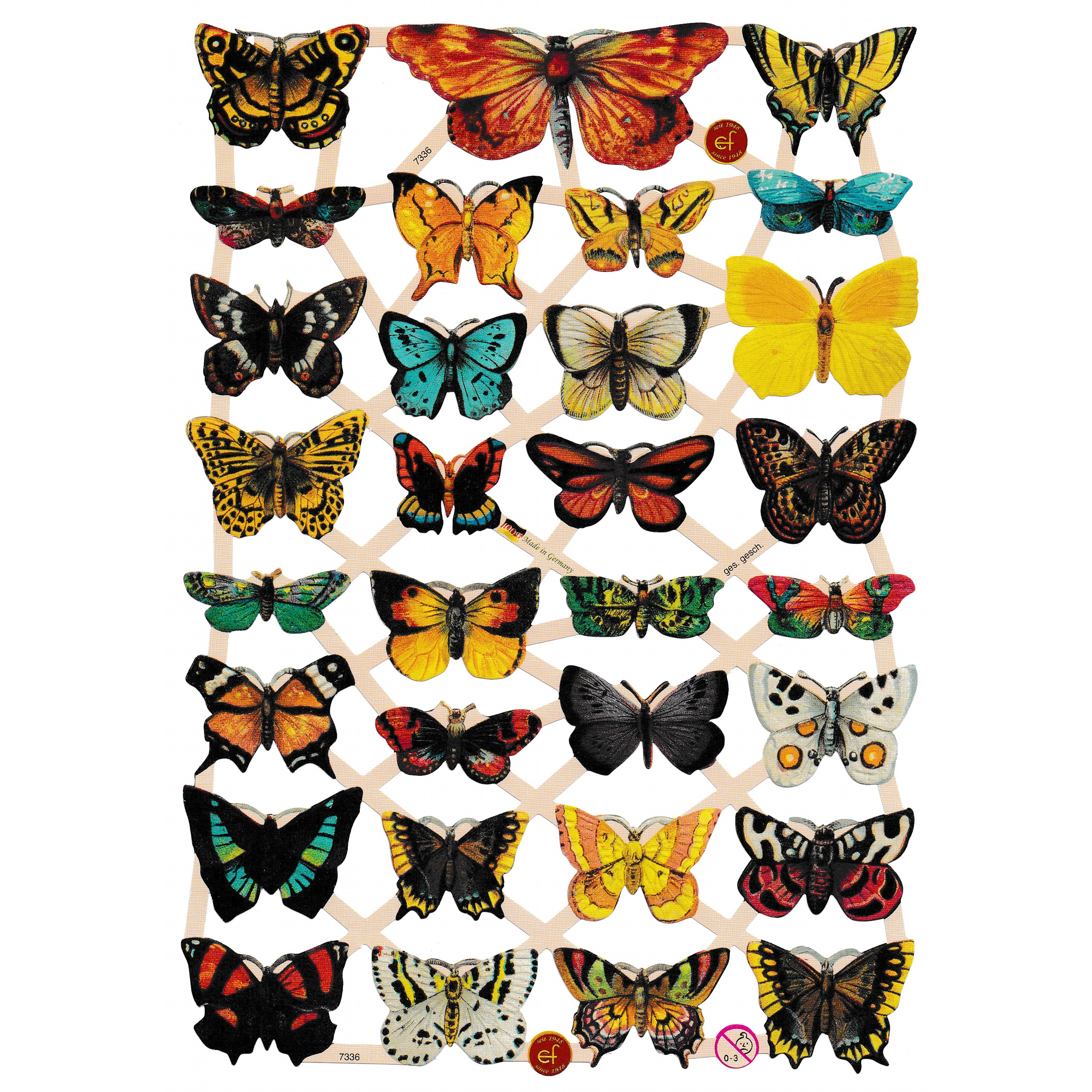 Vintage Lithography Sheet Butterflies | 93 image 0
