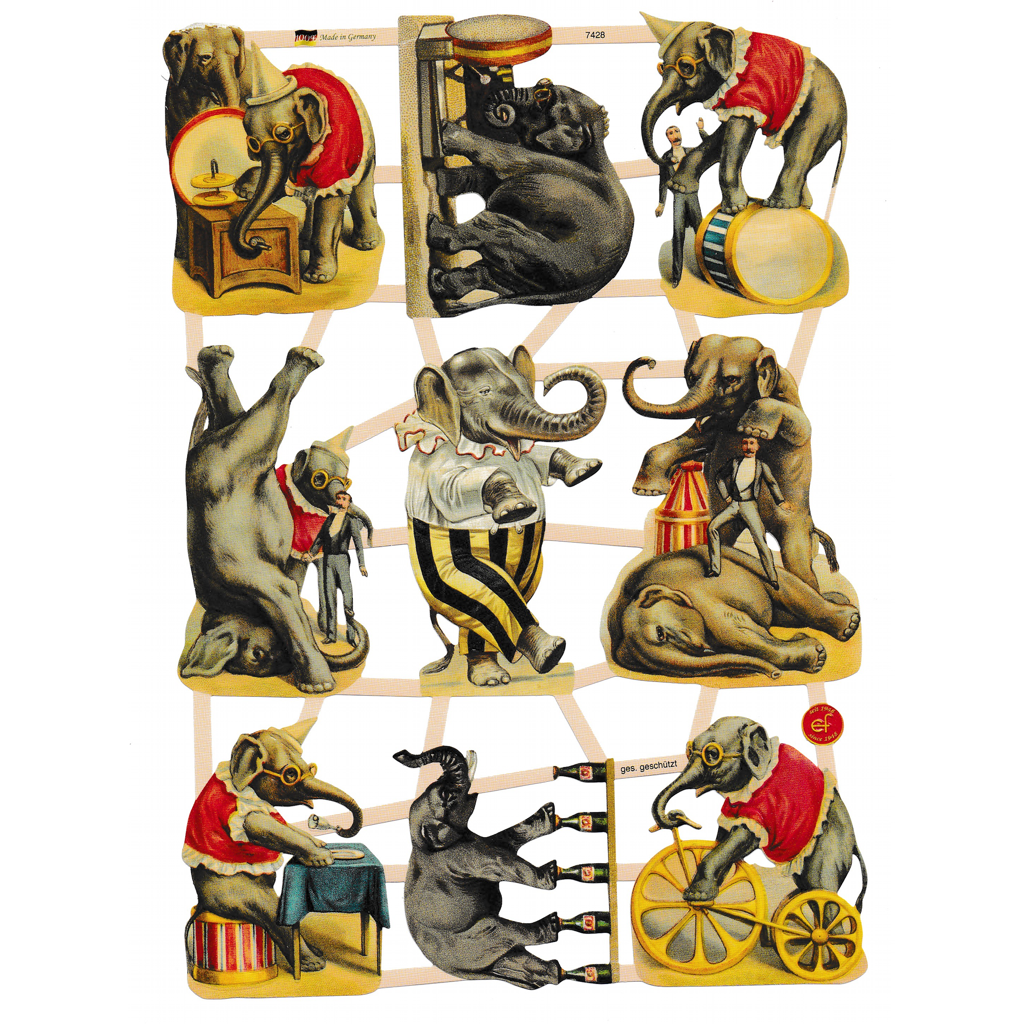 Vintage Lithography Sheet Circus Elephants | 123 image 0