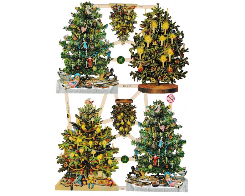 German Paper Scraps Large Christmas Trees | 184 image 0