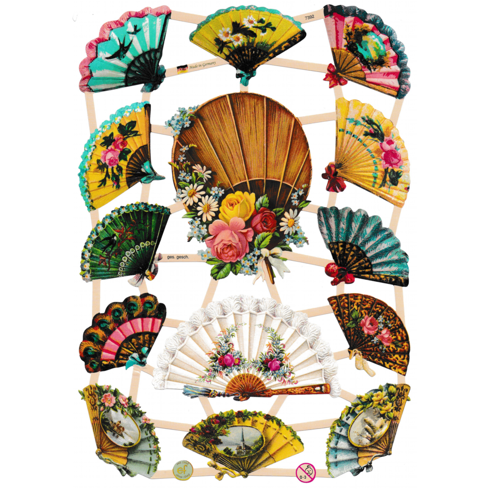 Paper Scraps | German Die Cut | Scrapbook | Vintage Style Sheet Fan #142