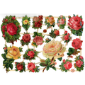Paper Scraps | German Die Cut | Scrapbook | Vintage Style Sheet Flowers #160