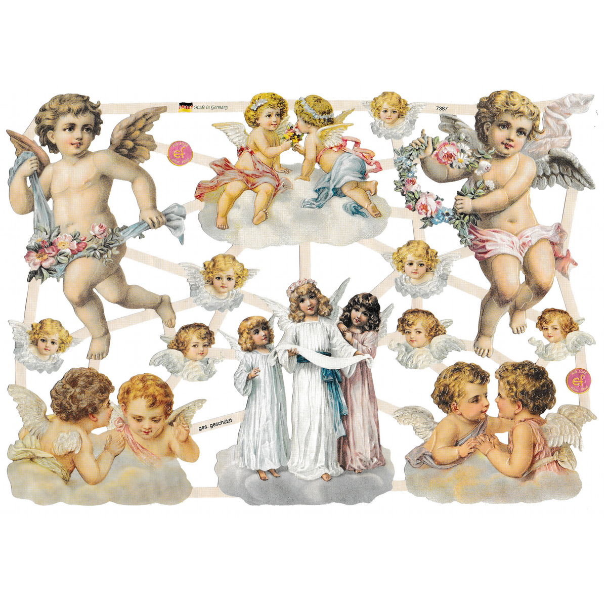 Vintage Lithography Sheet Angels Cherubs | 130 image 0
