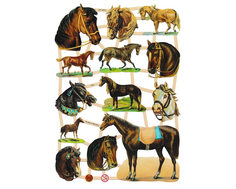 Vintage Lithogreaphy Sheet Horses | 251 image 0
