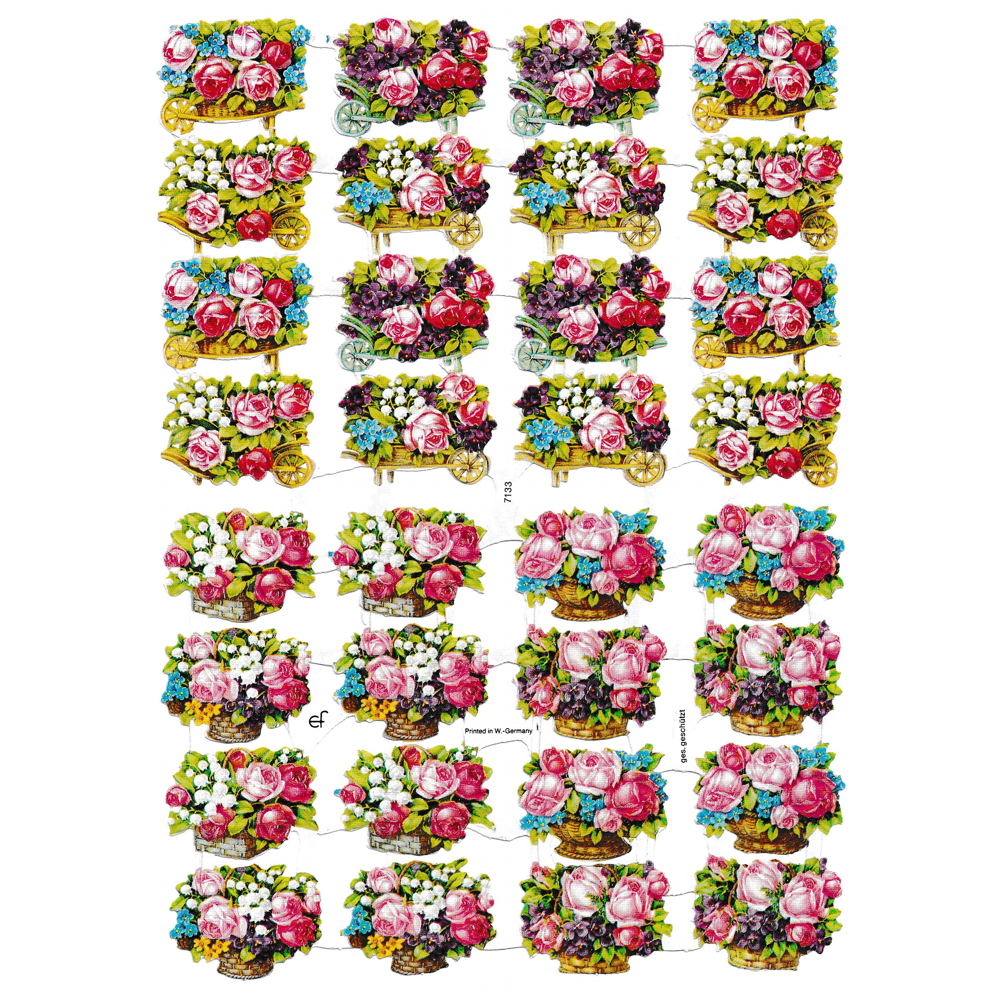 Vintage Lithography Sheet Flowers | 102 image 0