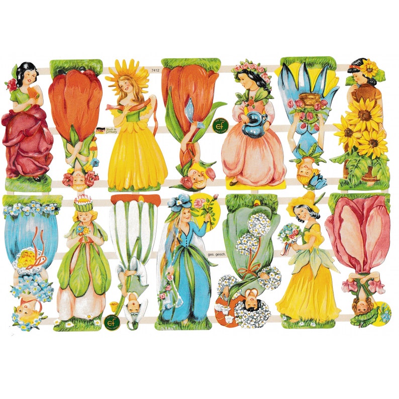 Vintage Lithography Sheet Flowers | 110 image 0