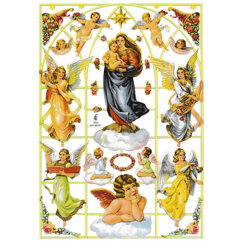 Vintage Lithography Sheet Angels Saints | 105 image 0