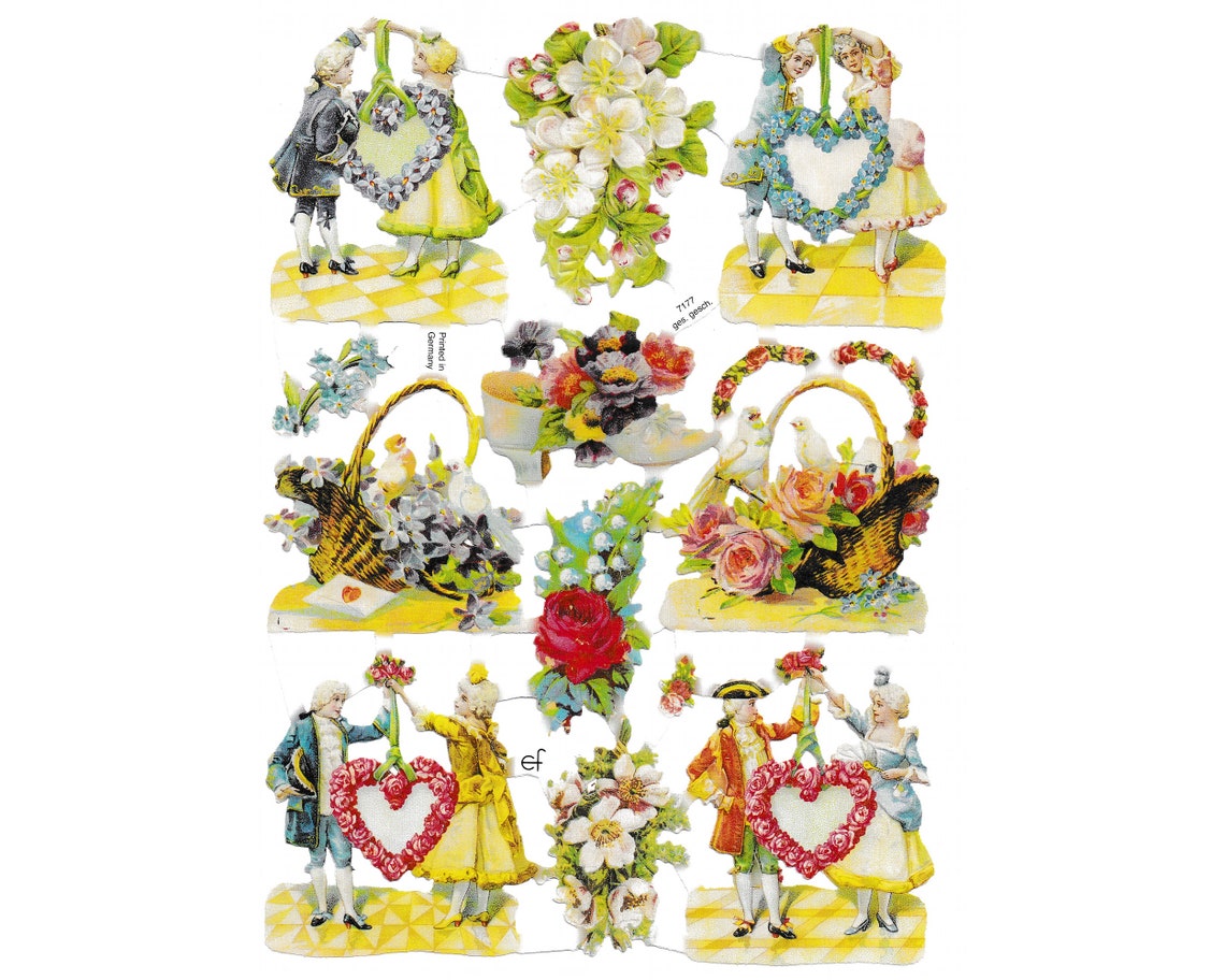 Vintage Lithography Sheet Victorian Flowers | 199 image 0