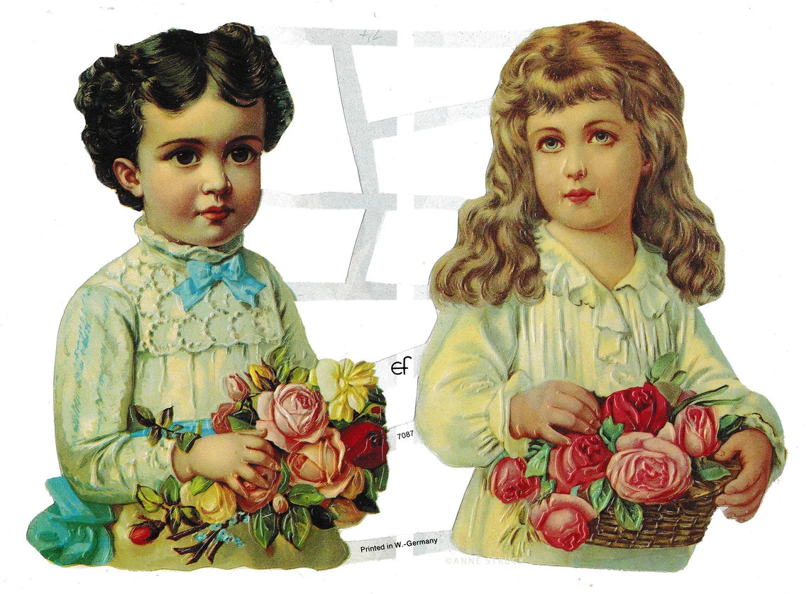 German Paper Scrap Victorian Girl and Boy  | 331 image 0