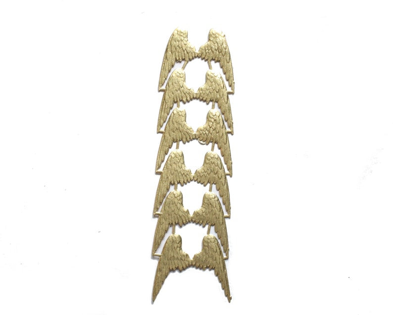 Dresden Ornaments - 6 pcs Small Angel Wings -  gold image