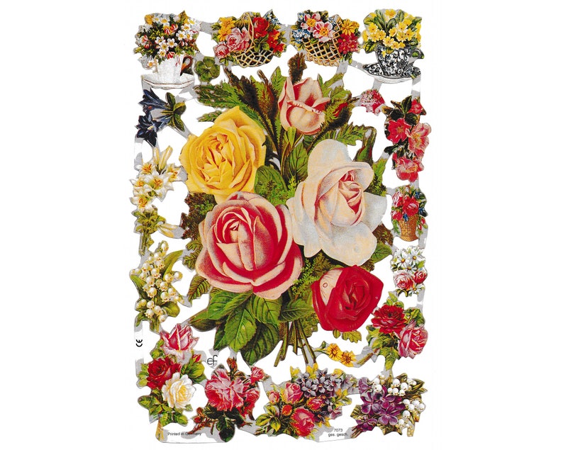 Vintage Lithography Sheet Flowers | 203 image 0