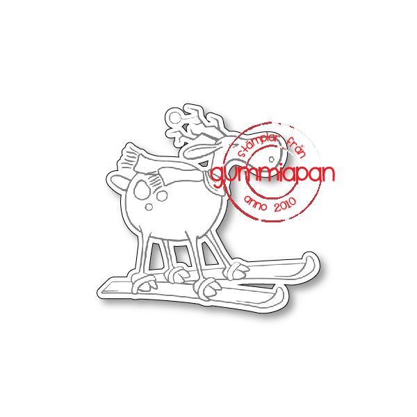 Gummiapan - Skiing Reindeer Stamp and Die Set