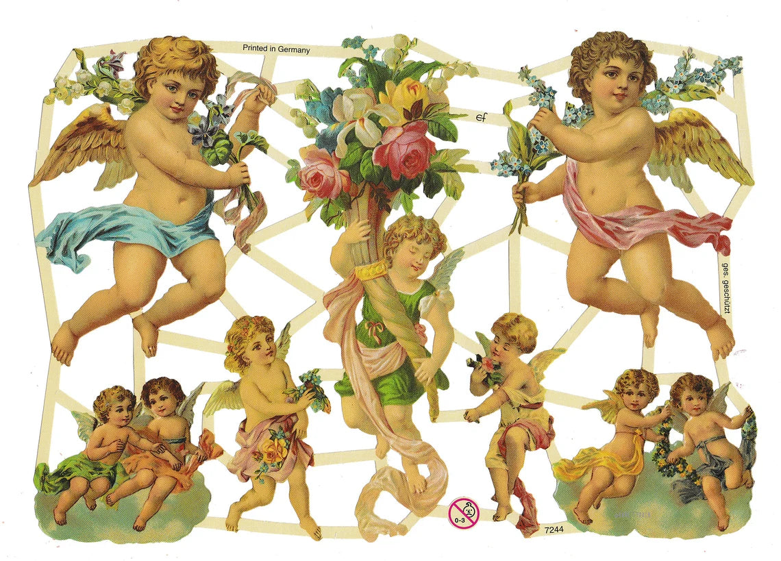 German Paper Scrap Flower Angels | 237 image 0