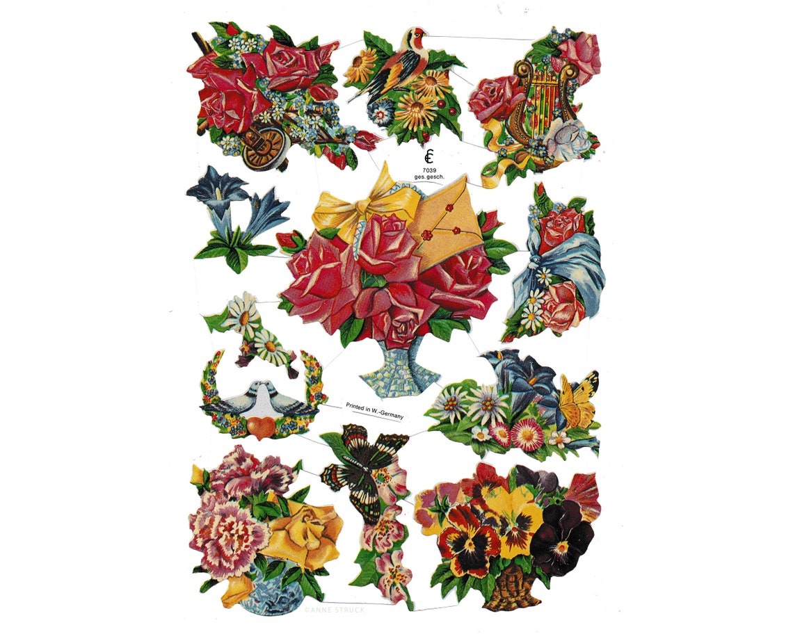German Paper Scraps Flowers  | 327 image 0