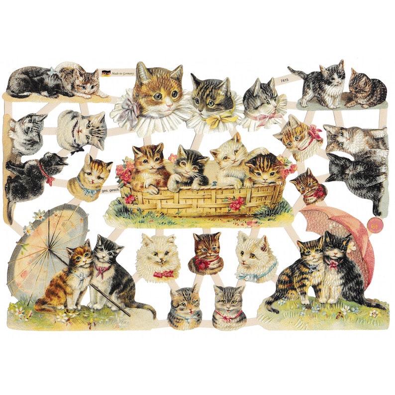 Vintage Lithography Sheet Cats |191 image 0