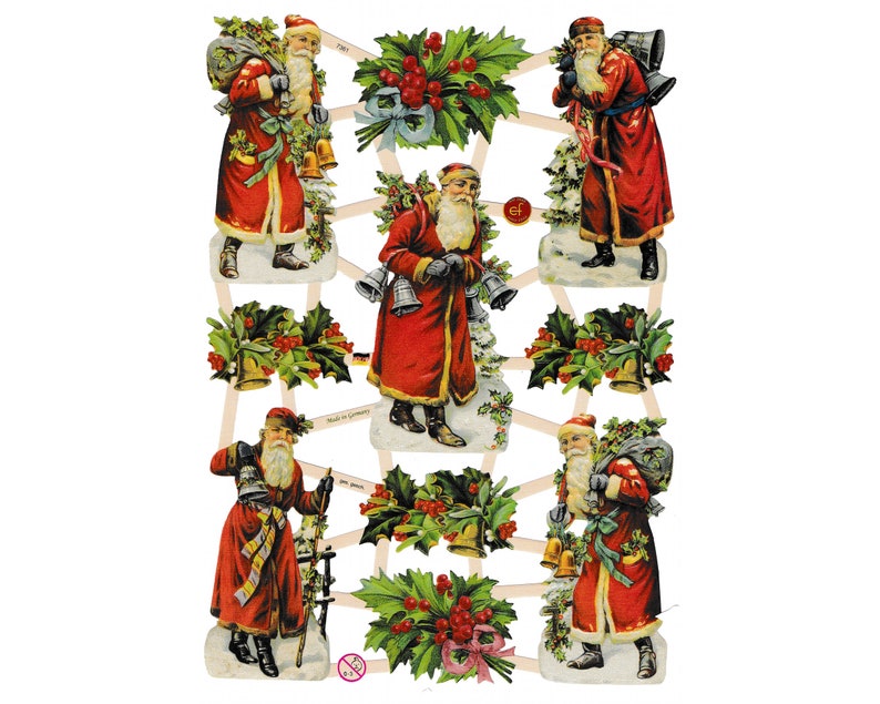 Vintage Lithography Sheet Traditional Santa | 185 image 0