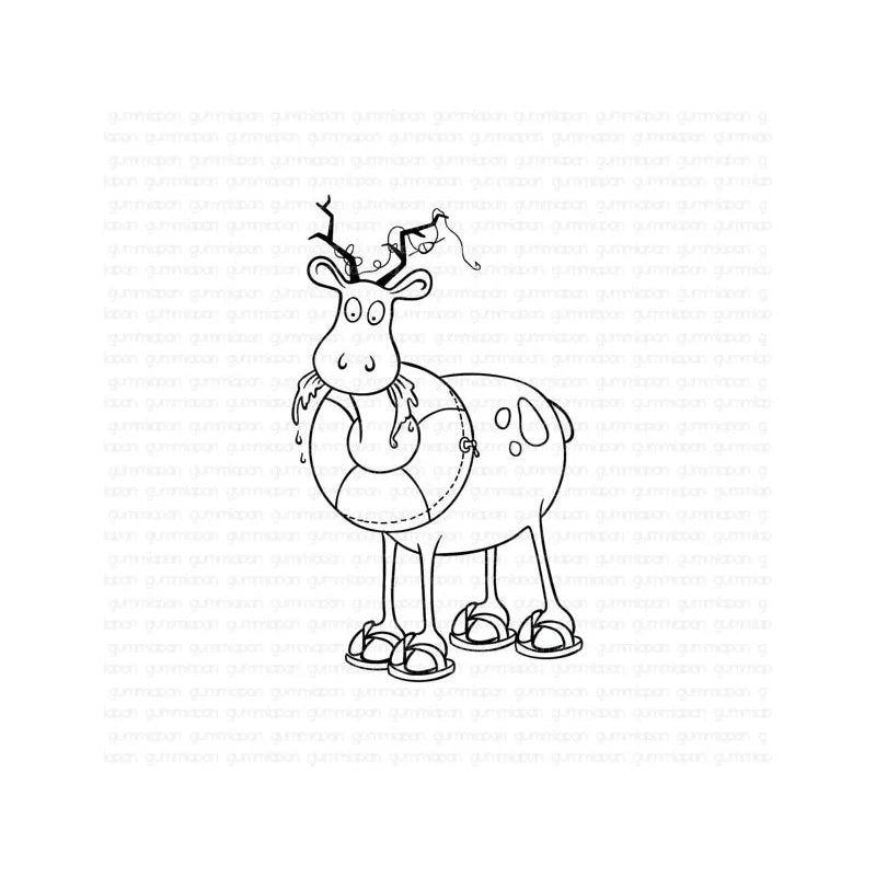 Gummiapan - Summer Pool Reindeer Die and Stamp Set