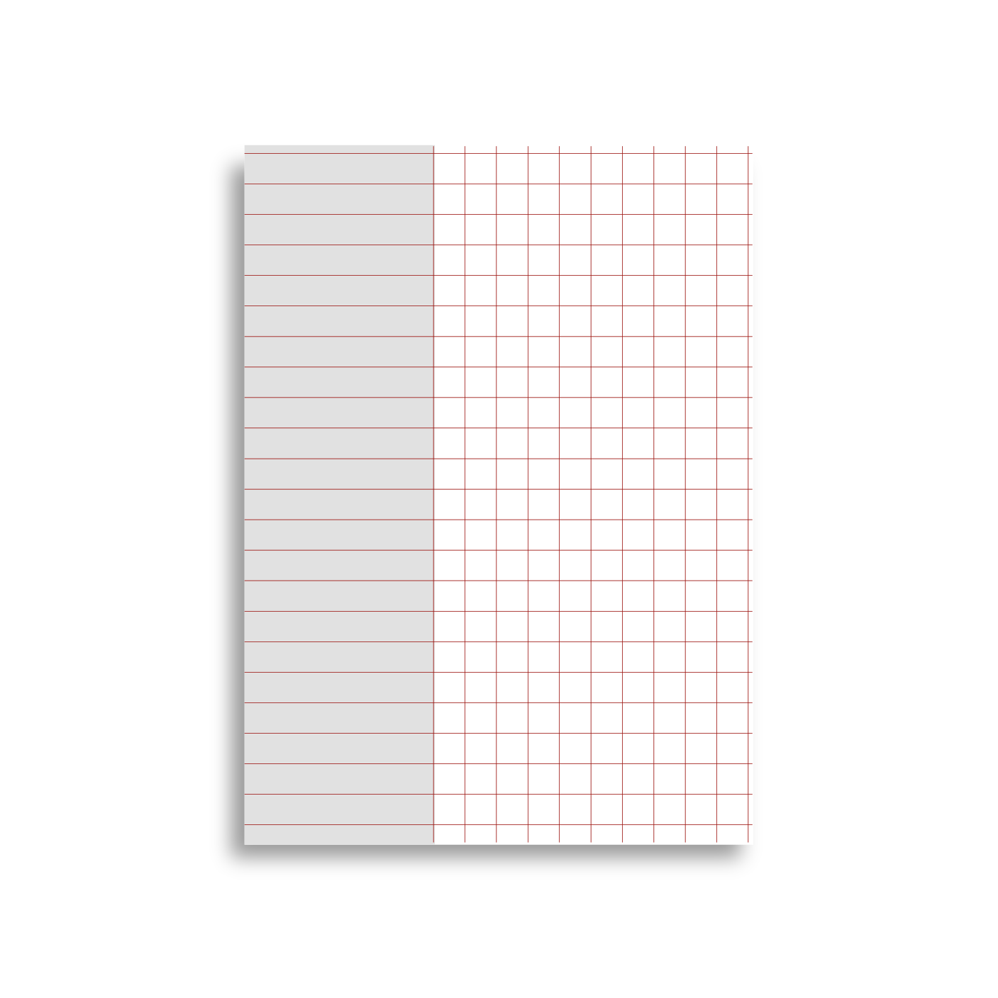 A7 Index Card - To Do Grid